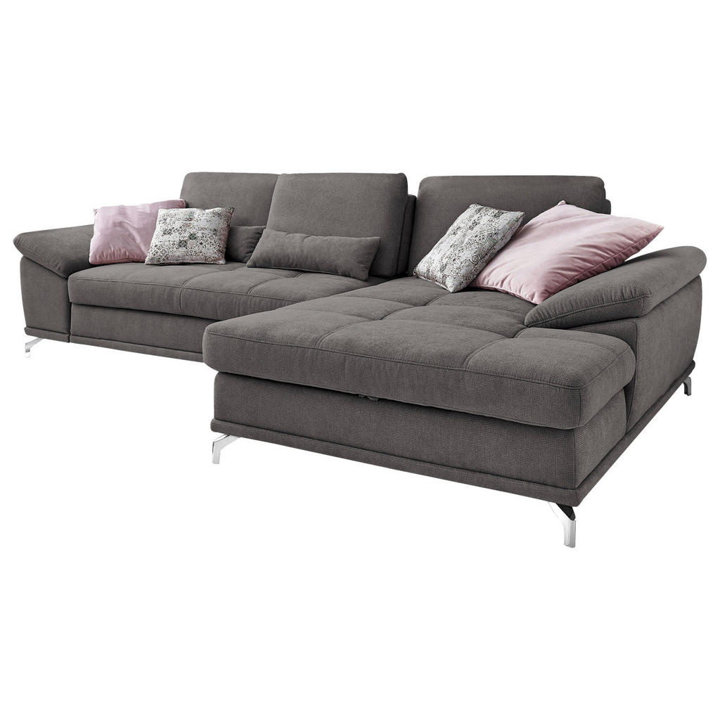 Thumbnail - Sit & More Ecksofa, Grau, Textil, 5-Sitzer, Ottomane rechts, L-Form, 301x176 cm, Goldenes M, Oeko-Tex® Standard 100, Mad...