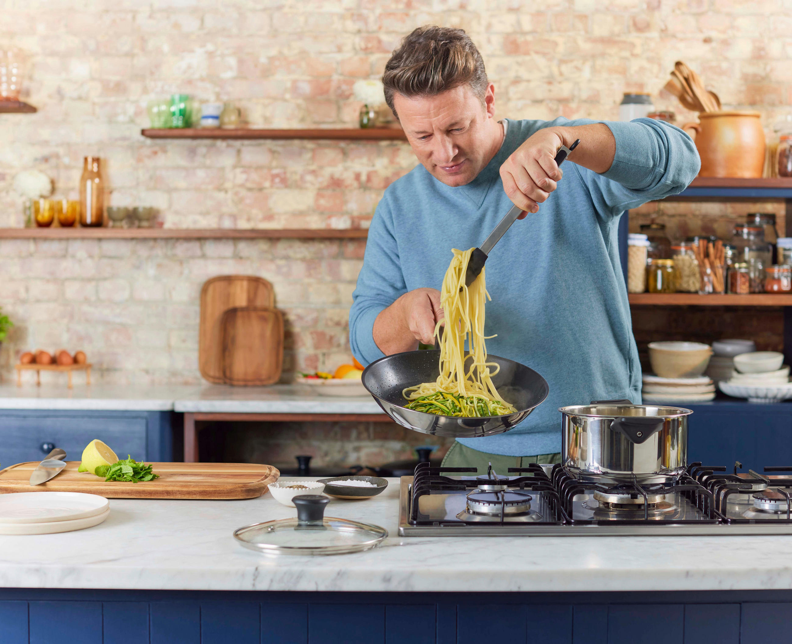 GRYT- OCH KASTRULLSET Jamie Oliver 4 delar  - stålfärgad, Design, metall/glas - Tefal