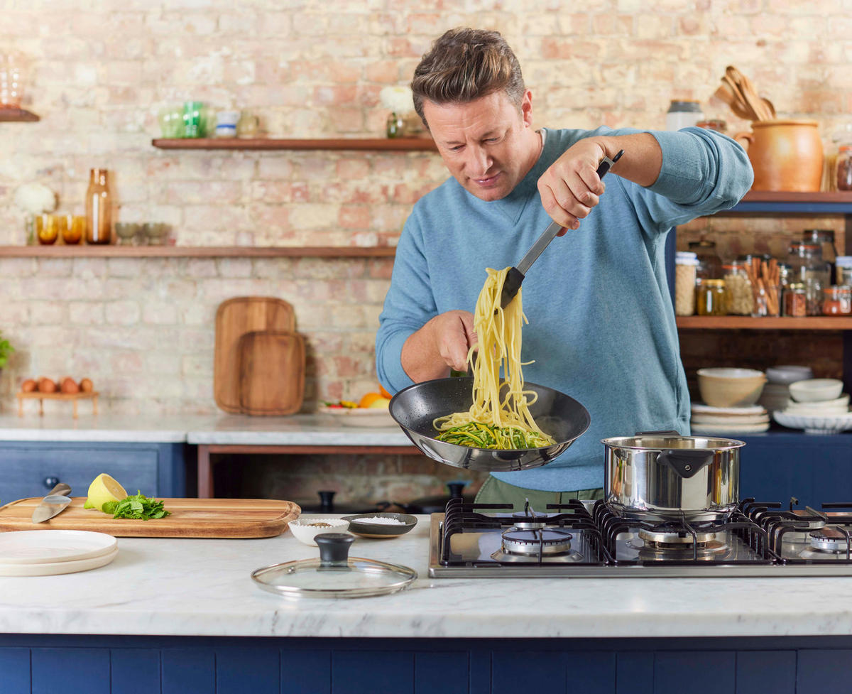 GRYT- OCH KASTRULLSET Jamie Oliver 4 delar  - stålfärgad, Design, metall/glas - Tefal