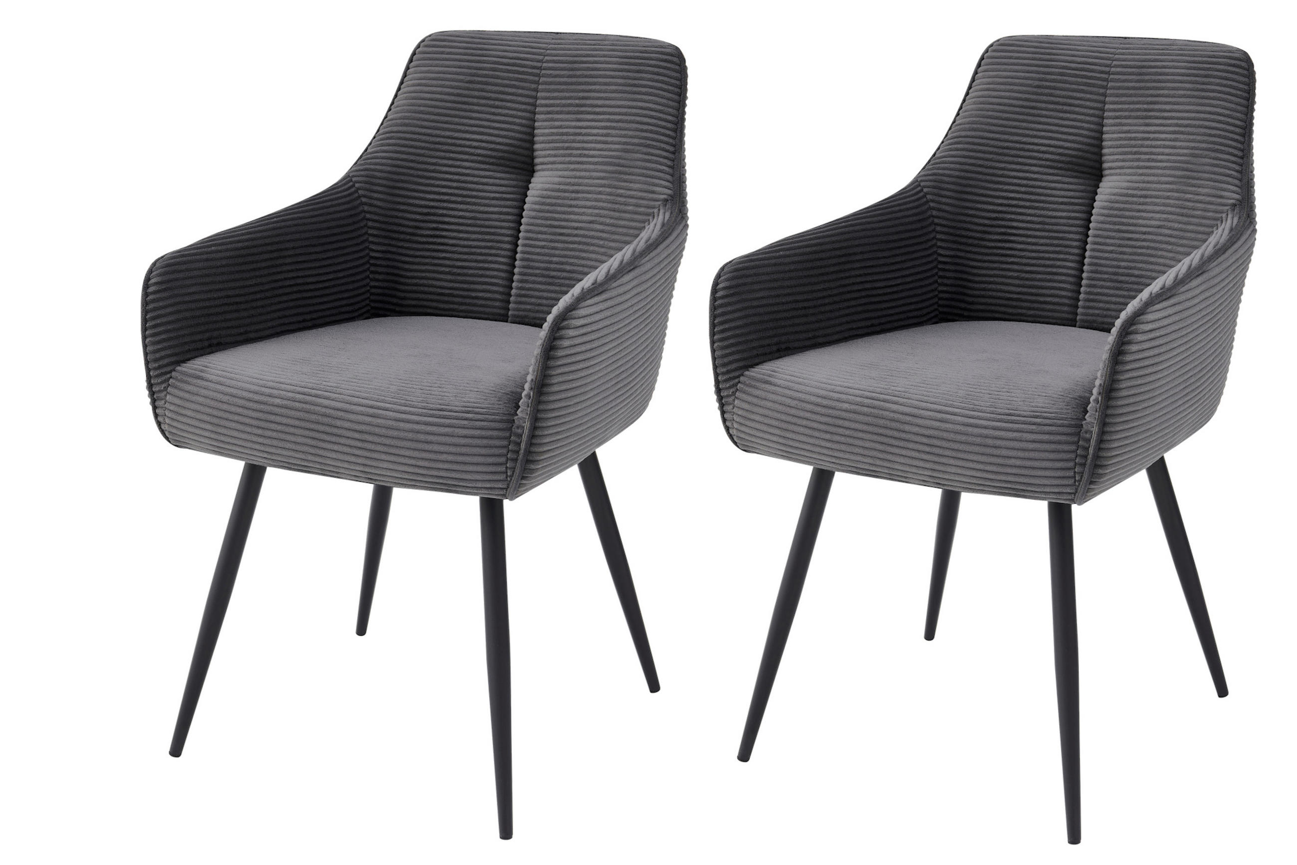 ARMLEHNSTUHL-SET 2 Stück  in Stahl Mikrofaser  - Anthrazit/Schwarz, MODERN, Textil/Metall (55/85/61cm) - MID.YOU