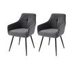 ARMLEHNSTUHL-SET 2 Stück  in Stahl Mikrofaser  - Anthrazit/Schwarz, MODERN, Textil/Metall (55/85/61cm) - MID.YOU