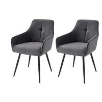 ARMLEHNSTUHL-SET 2 Stück  in Stahl Mikrofaser  - Anthrazit/Schwarz, MODERN, Textil/Metall (55/85/61cm) - MID.YOU