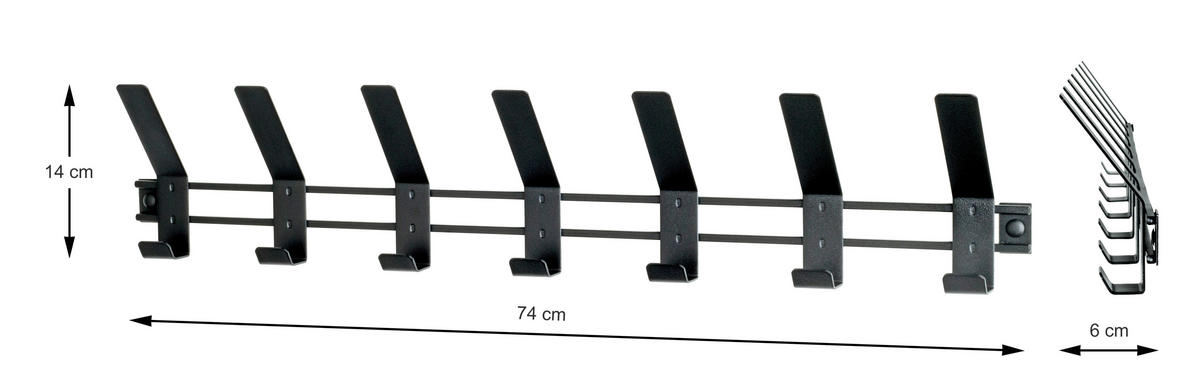 GARDEROBENLEISTE  in Schwarz  - Schwarz, MODERN, Metall (74/13/6cm)