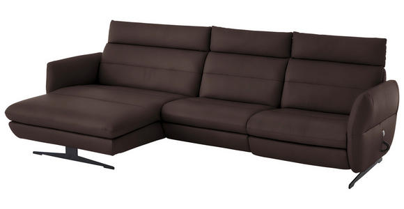 ECKSOFA in Echtleder Dunkelbraun  169/298 cm  - Dunkelbraun/Schwarz, Design, Leder/Metall (169/298cm) - Dieter Knoll