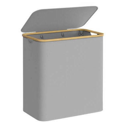 WÄSCHEKORB - Grau, Trend, Naturmaterialien/Kunststoff (60/70,5/38,5cm) - Boxxx