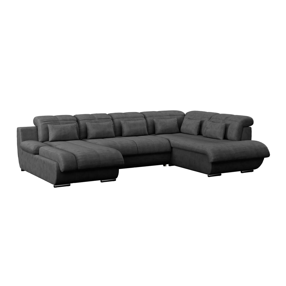 WOHNLANDSCHAFT in Mikrofaser Anthrazit  - Chromfarben/Dunkelgrau, Modern, Textil/Metall (184/345/228cm) - MID.YOU