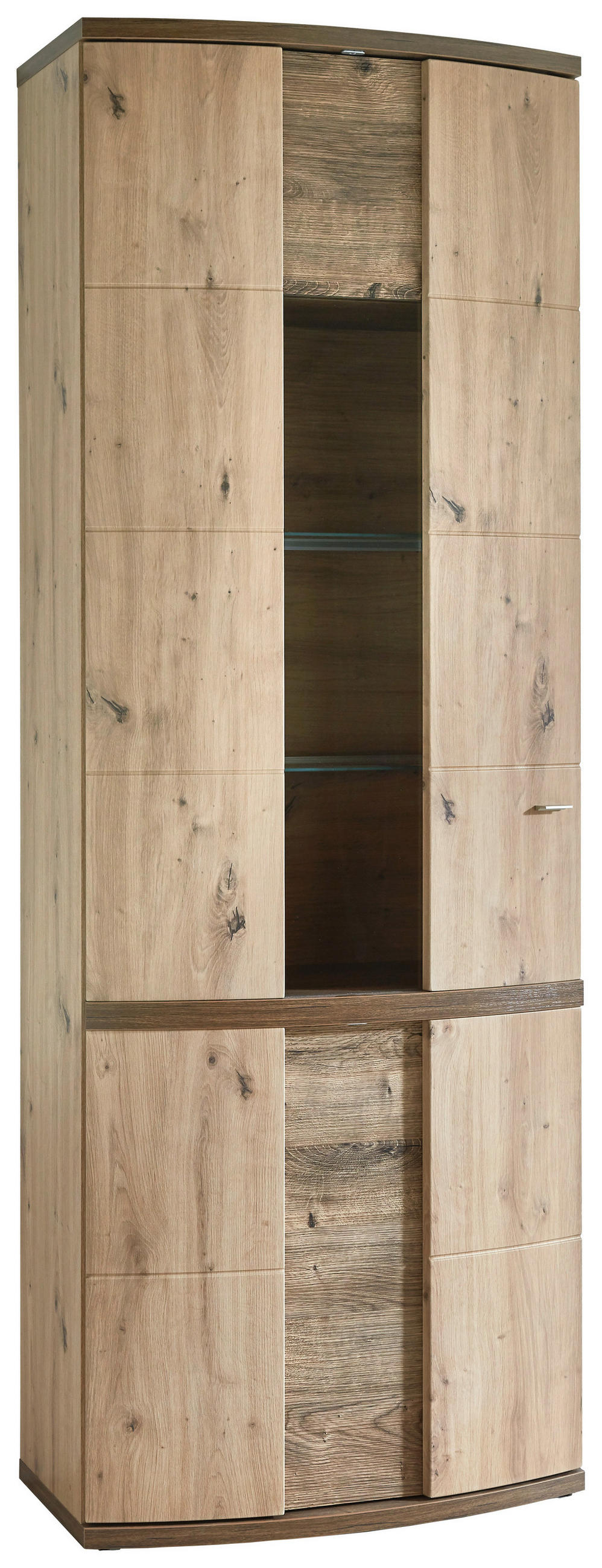 VITRINE  in Eichefarben, Eiche Artisan - Eichefarben/Alufarben, Design, Glas/Holzwerkstoff (75/208,6/42cm) - Xora