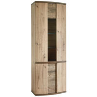 VITRINE Eichefarben, Eiche Artisan  75/208,6/42 cm  - Eichefarben/Alufarben, Design, Glas/Holzwerkstoff (75/208,6/42cm) - Xora