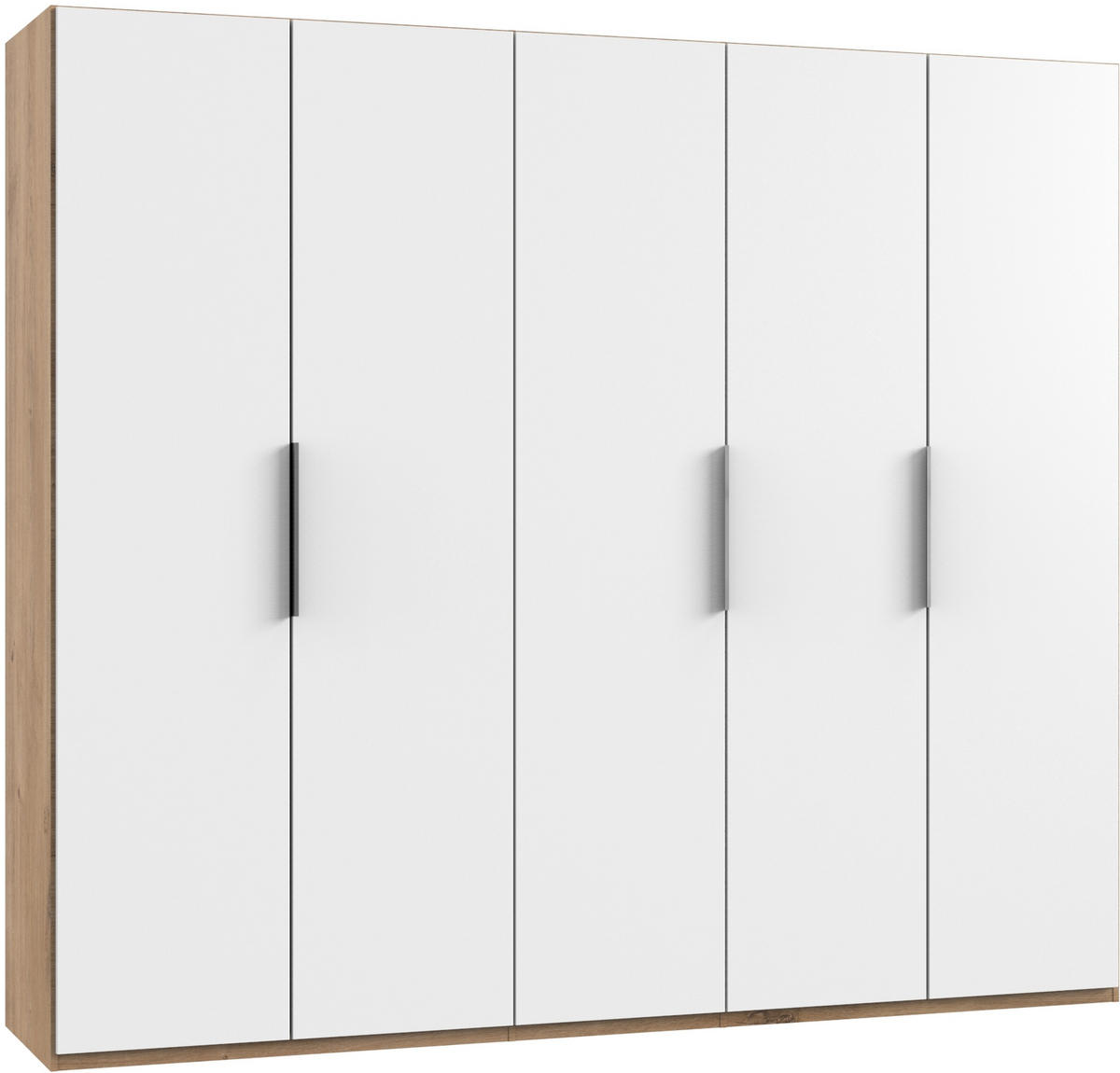 DREHTÜRENSCHRANK in Weiss, Eichefarben  - Chromfarben/Weiss, Modern, Holzwerkstoff (250/216/58cm) - MID.YOU