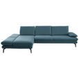 ECKSOFA in Echtleder Blau  195/308 cm  - Blau/Schwarz, Design, Leder/Metall (195/308cm) - Dieter Knoll