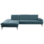 ECKSOFA in Echtleder Blau  - Blau/Schwarz, Design, Leder/Metall (195/308cm) - Dieter Knoll