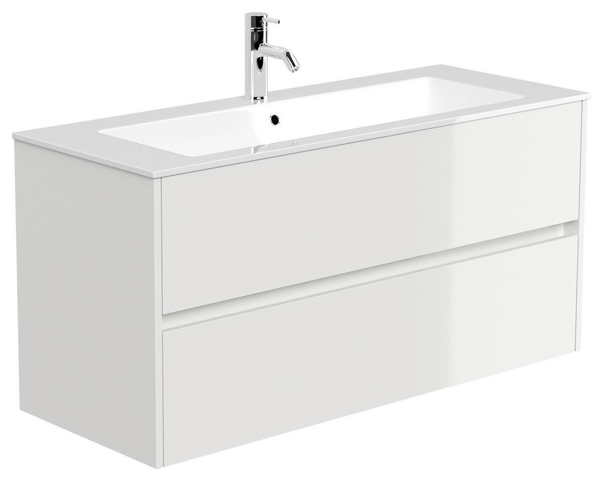 WASCHTISCHKOMBI  - Weiß Hochglanz/Weiß, MODERN, Holzwerkstoff/Stein (120/58,5/46,5cm) - MID.YOU