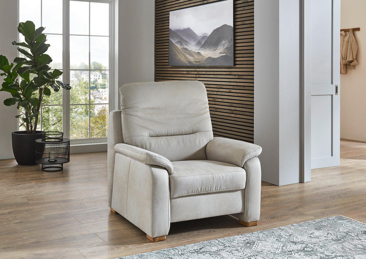 FERNSEHSESSEL Mikrofaser Hellgrau  - Eiche Bianco/Hellgrau, Design, Holz/Textil (100/92/95cm) - Beldomo Comfort