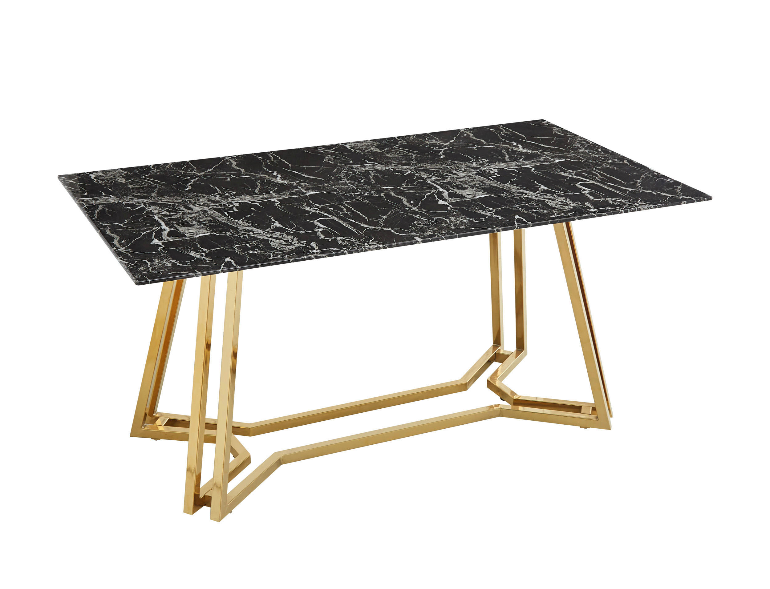 ESSTISCH in Glas 160/90/76 cm  - Goldfarben/Schwarz, MODERN, Glas/Metall (160/90/76cm) - Livetastic