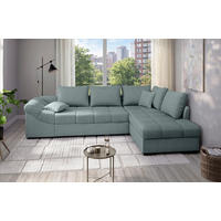 ECKSCHLAFSOFA Alvito in Chenille Mintgrün  - Schwarz/Mintgrün, MODERN, Holz/Textil (298/202cm) - MID.YOU