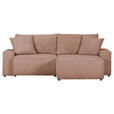 ECKSOFA in Cord Rosa  - Schwarz/Rosa, KONVENTIONELL, Kunststoff/Textil (250/153cm) - Ambia Home