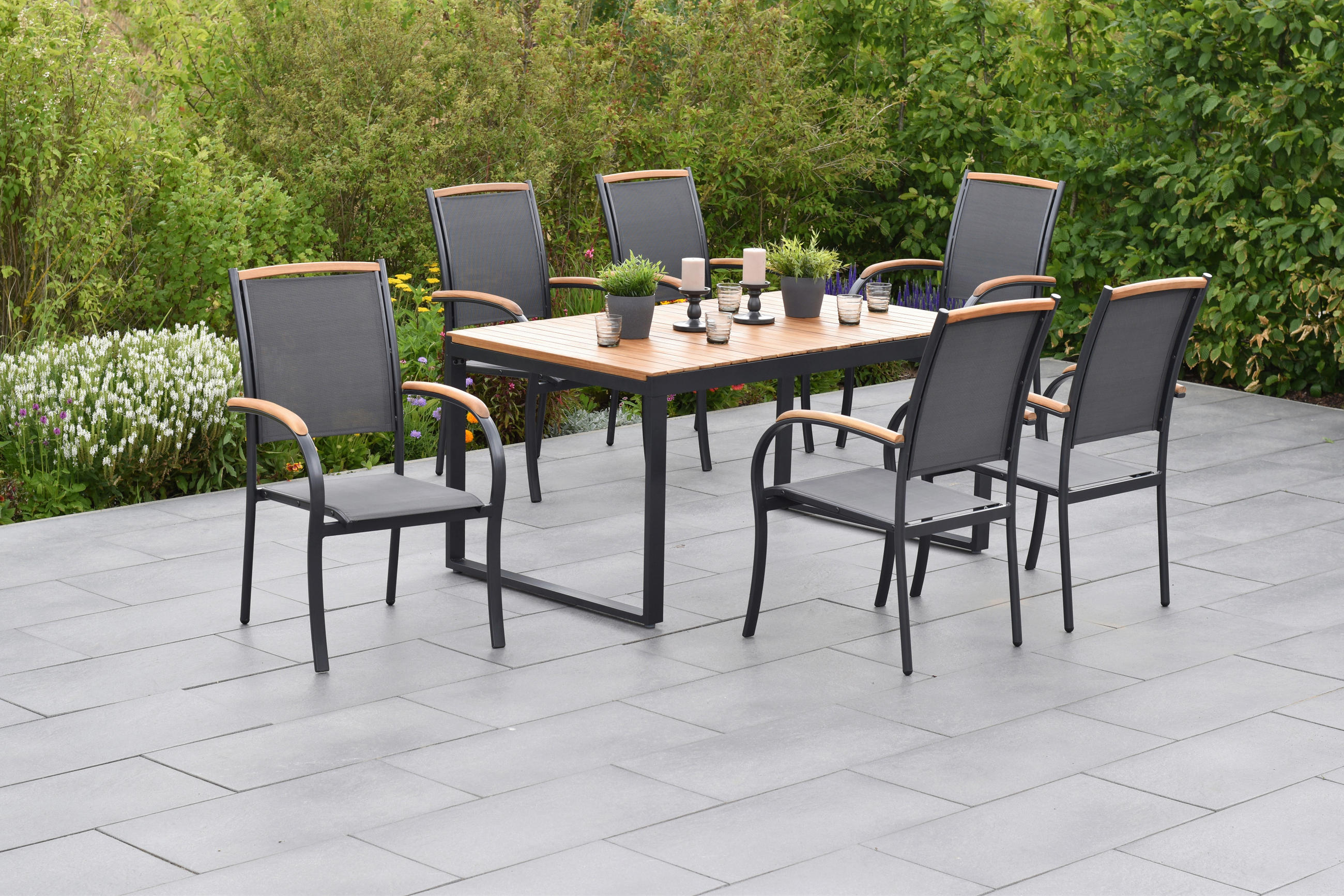 Gardenson Gartentischgruppe Siena Graphit, Grau