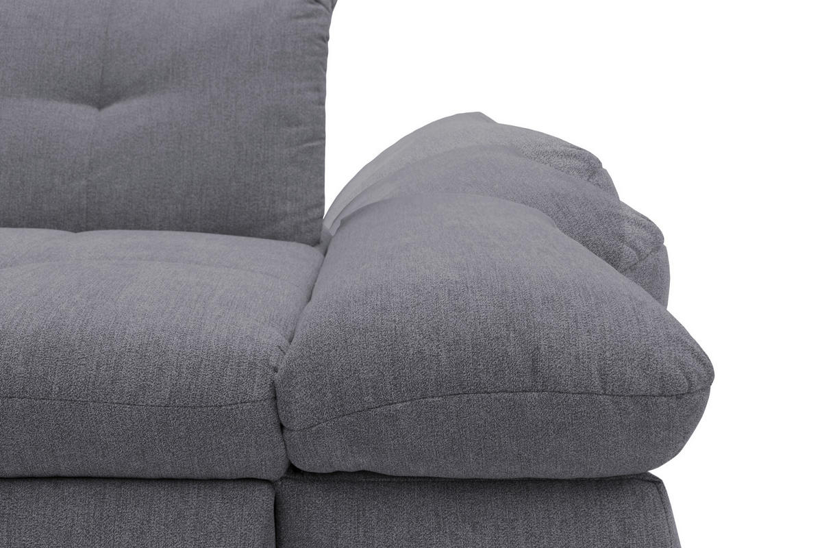 ECKSOFA in Mikrofaser Dunkelgrau  172/300 cm  - Chromfarben/Dunkelgrau, KONVENTIONELL, Textil/Metall (172/300cm) - MID.YOU