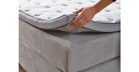 BOXSPRINGBETT 180/200 cm in Hellgrau - Hellgrau/Schwarz, KONVENTIONELL, Kunststoff/Textil (180/200cm) - Carryhome