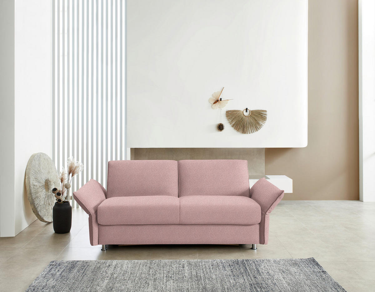 SCHLAFSOFA  in Flachgewebe Altrosa  - Chromfarben/Altrosa, Design, Textil/Metall (194-234/88/101cm) - Bali