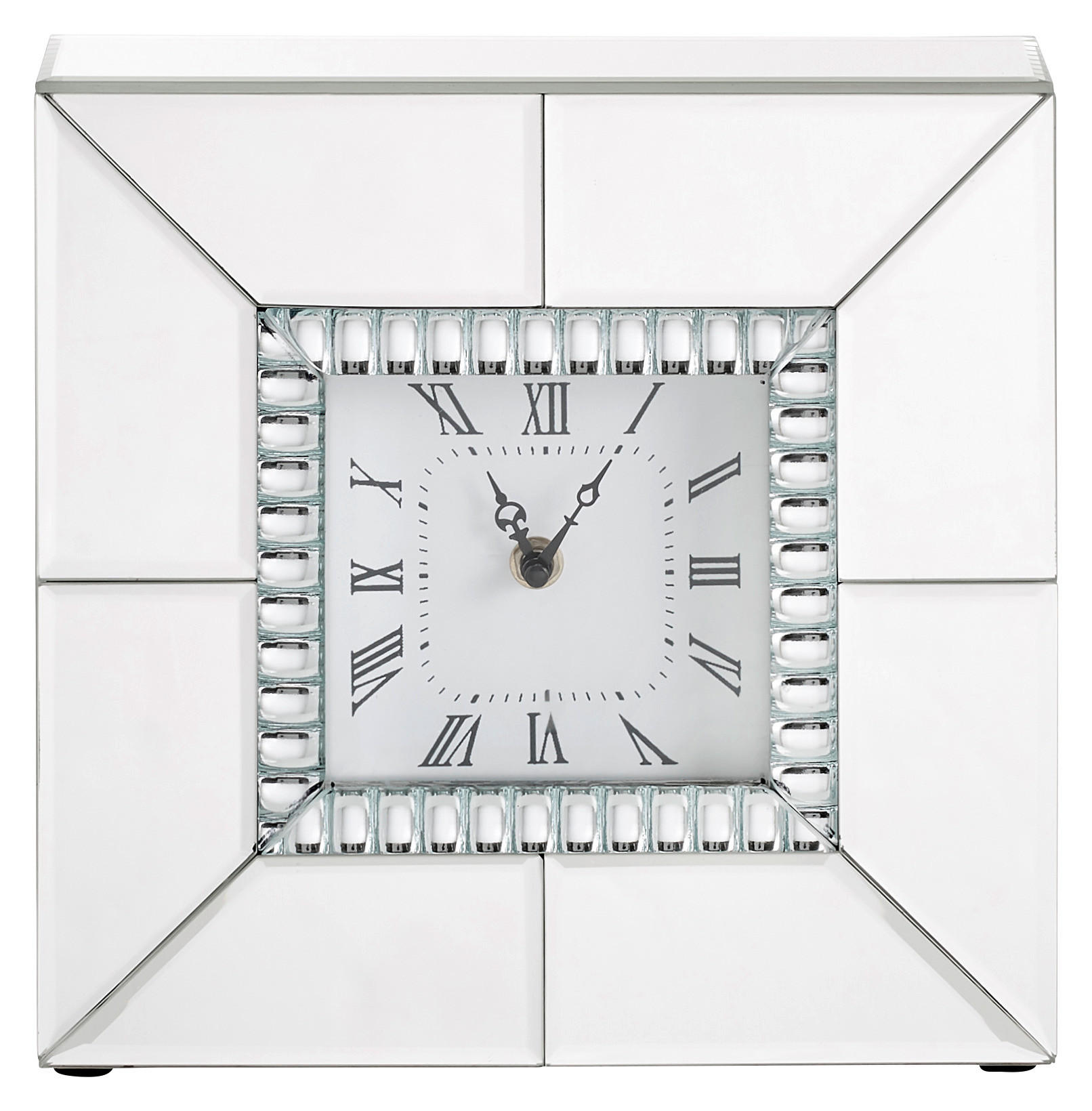TISCHUHR  Silberfarben  - Silberfarben, Design, Glas/Holzwerkstoff (25,5/25,5/6,3cm) - Xora