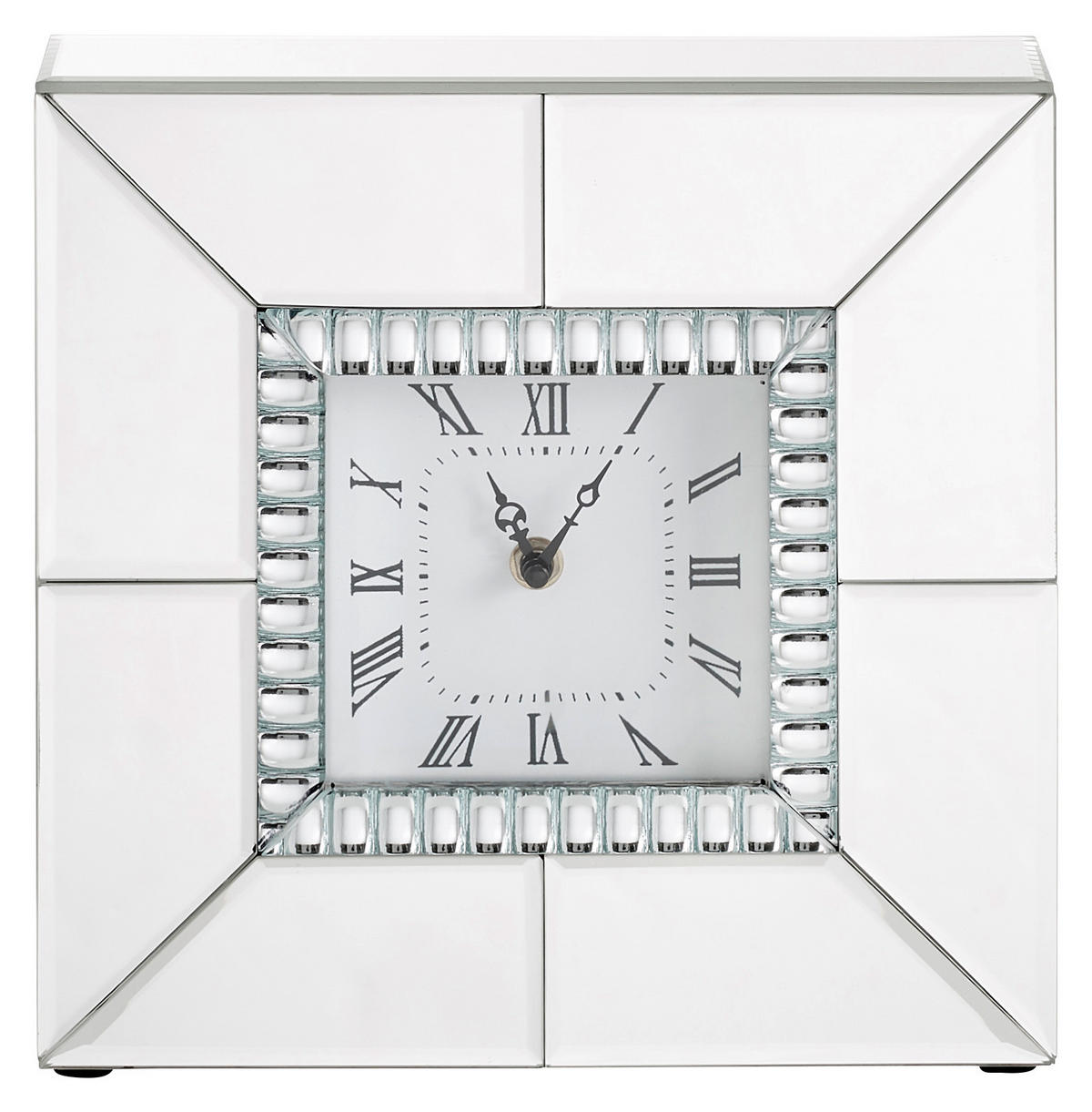 STOLNÍ HODINY - barvy stříbra, Design, kompozitní dřevo/sklo (25,5/25,5/6,3cm) - Xora