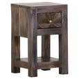 NACHTSCHRANK 30/50/33 cm Mangoholz massiv - Goldfarben/Grau, ROMANTIK / LANDHAUS, Holz/Metall (30/50/33cm) - Landscape