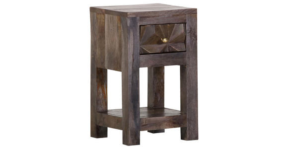 NACHTSCHRANK 30/50/33 cm Mangoholz massiv - Goldfarben/Grau, ROMANTIK / LANDHAUS, Holz/Metall (30/50/33cm) - Landscape
