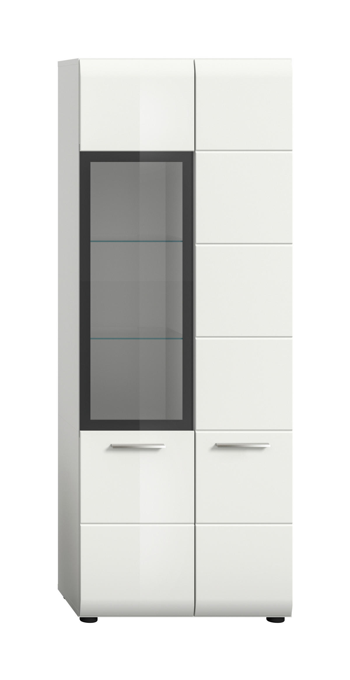 VITRINE  in Weiß, Weiß Hochglanz  - Weiß Hochglanz/Silberfarben, Design, Glas/Holzwerkstoff (60/160/34cm) - Livetastic