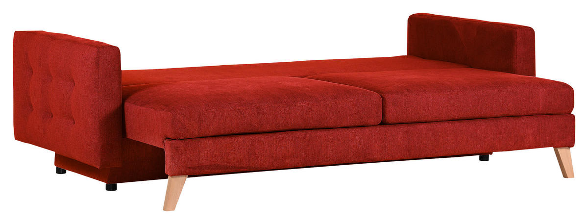 BÄDDSOFFA i flatväv röd  - röd/naturfärgad, Klassisk, textil (225/70/98cm) - Livetastic