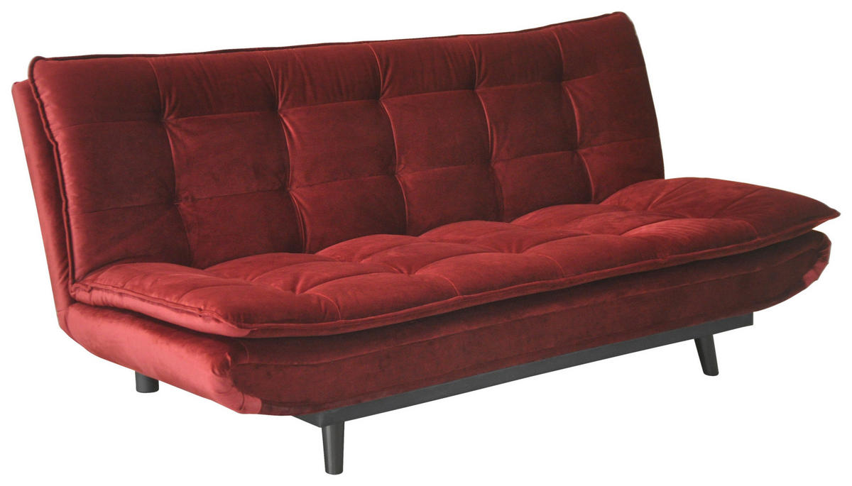 ZOFA S POSTELJNO FUNKCIJO,  bordo kovina, tekstil  - črna/bordo, Design, kovina/tekstil (194/90/100cm) - Ti'me