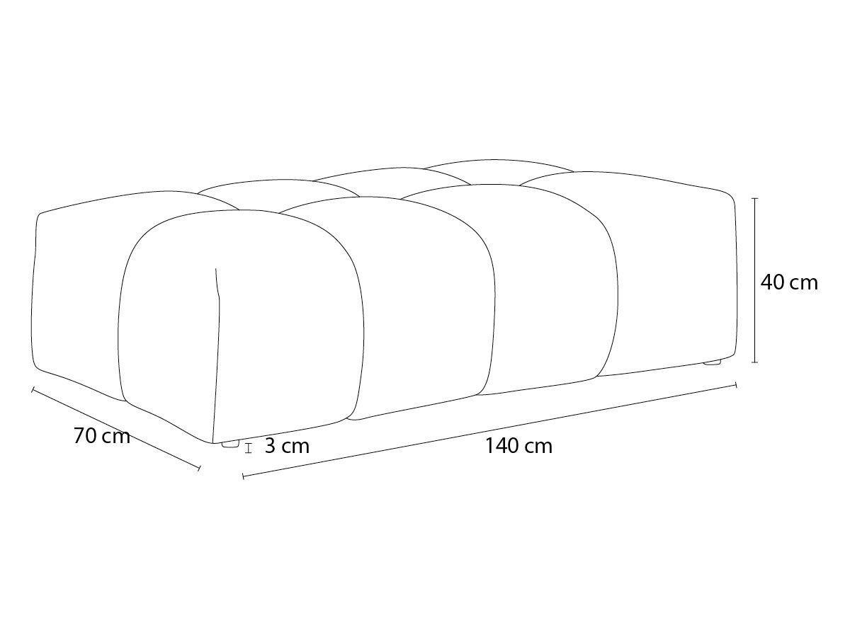 HOCKER EVEREST Struktur Hellgrau  - Hellgrau/Schwarz, MODERN, Kunststoff/Textil (140/70/40cm)