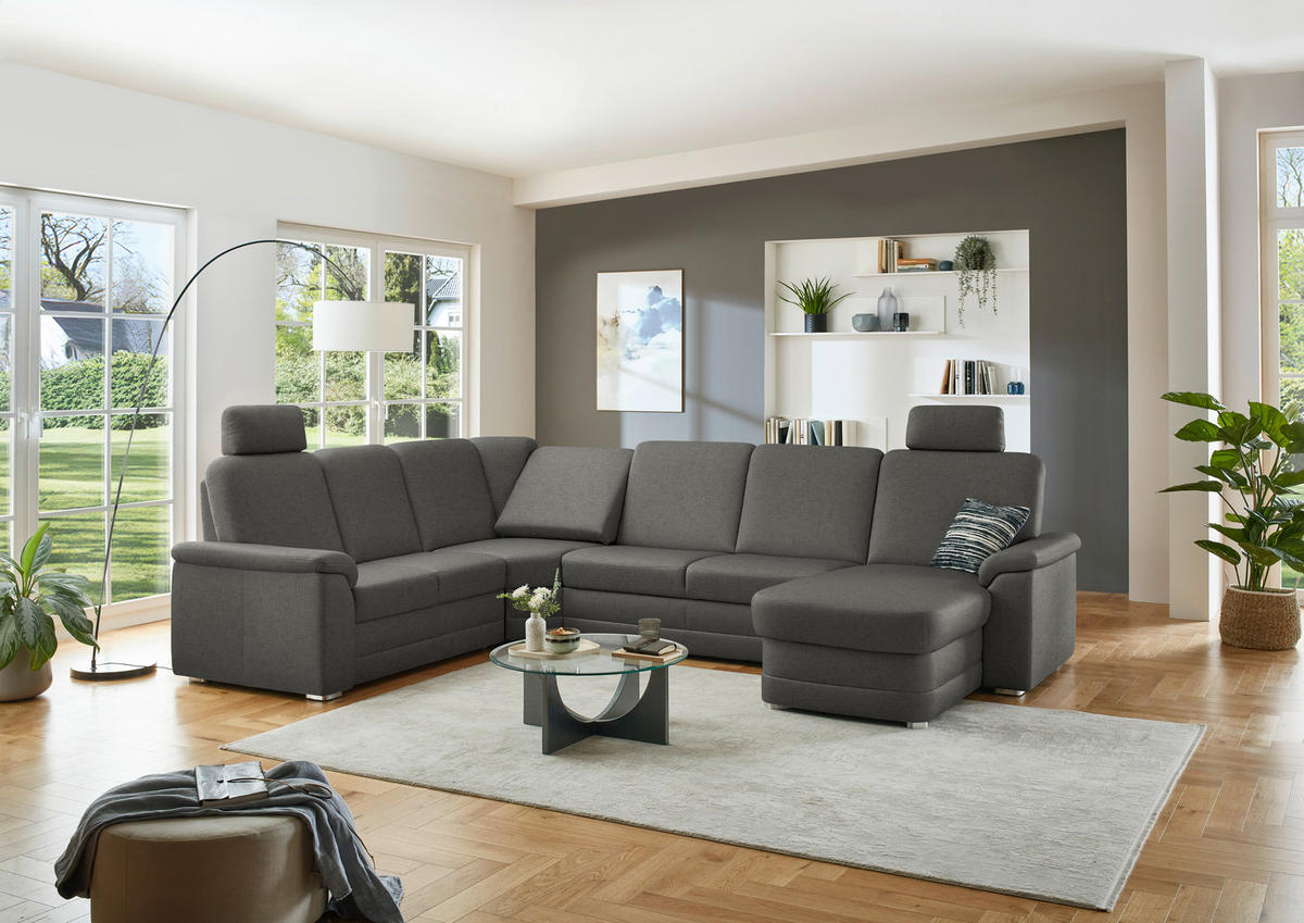 WOHNLANDSCHAFT  in Chenille Grau  - Alufarben/Grau, KONVENTIONELL, Holz/Textil (235/329/160cm) - Beldomo Comfort