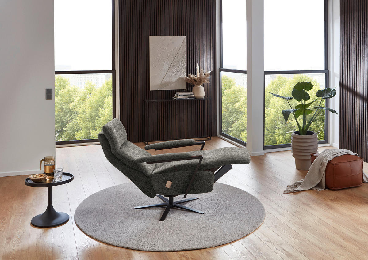 RELAXSESSEL in Textil Graubraun  - Graubraun/Schwarz, Design, Textil/Metall (68/117/85cm) - Cantus