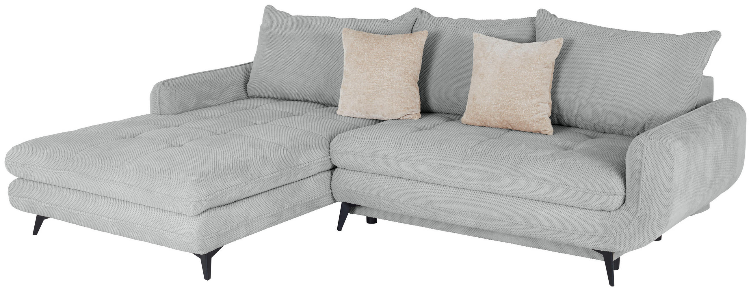 ECKSOFA WAVE Silberfarben Struktur  - Beige/Silberfarben, MODERN, Textil/Metall (189/266cm) - MID.YOU
