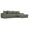 ECKSOFA in Cord Olivgrün  302/182 cm  - Schwarz/Olivgrün, MODERN, Kunststoff/Textil (302/182cm) - Carryhome