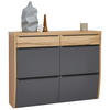 SCHUHKIPPER furniert, massiv Grau, Eichefarben  - Eichefarben/Anthrazit, Design, Holzwerkstoff/Metall (121/95/31cm) - Dieter Knoll