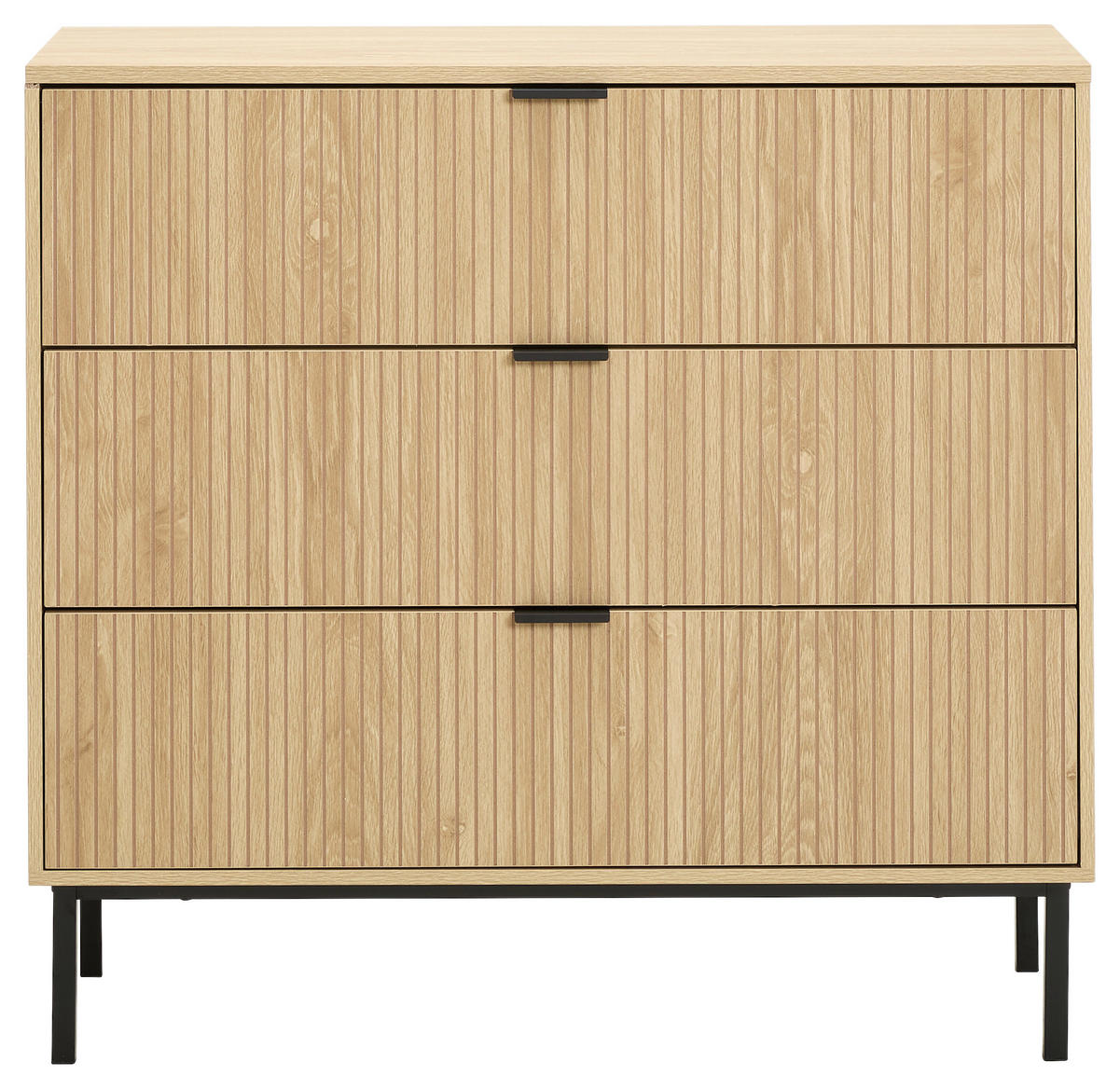 KOMODA, naravne barve  - črna/naravne barve, Natur, kovina/leseni material (90/85/40cm) - MID.YOU