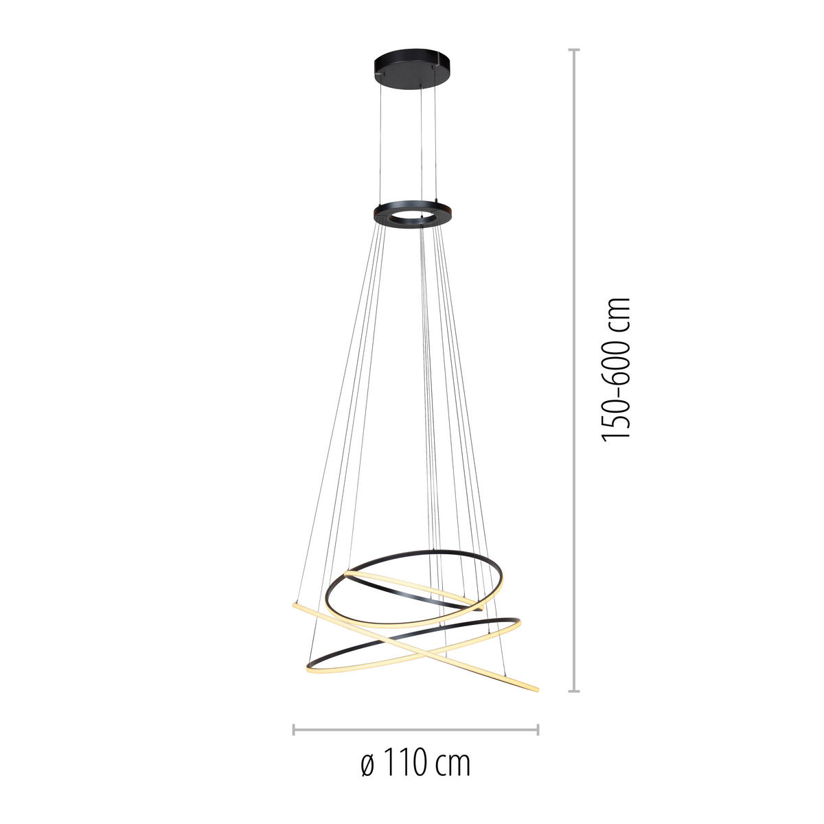 LED-PENDELLEUCHTE 110/110/600 cm  - Grau, Design, Kunststoff/Metall (110/110/600cm) - Neuhaus PURE