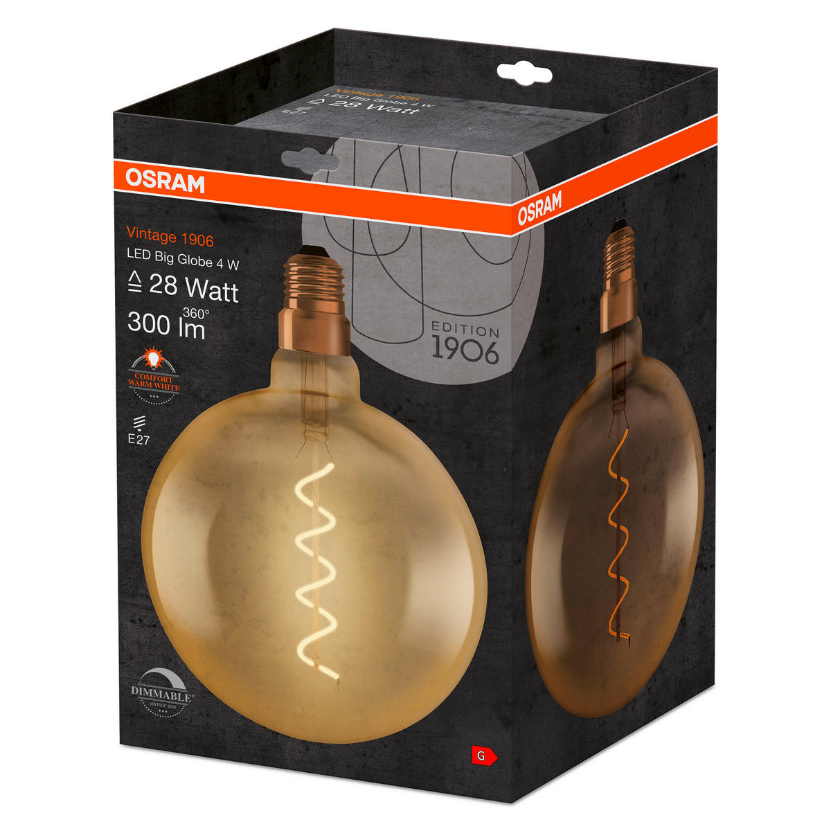 LED-LEUCHTMITTEL   E27 4 W 300 lm  - Goldfarben, Basics, Glas (20/28,7cm) - Osram