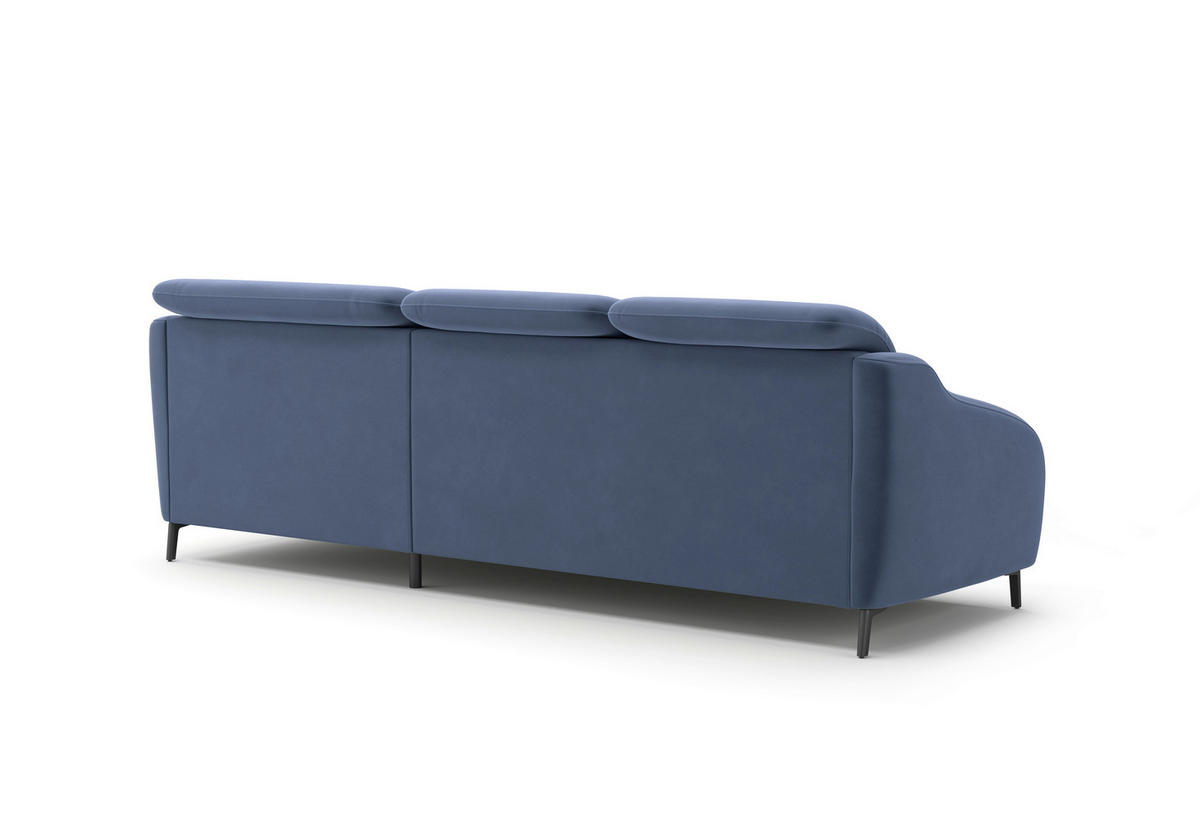 ECKSOFA BLUES V Blau Samt  - Blau/Schwarz, MODERN, Textil/Metall (271/191cm) - Sit & More