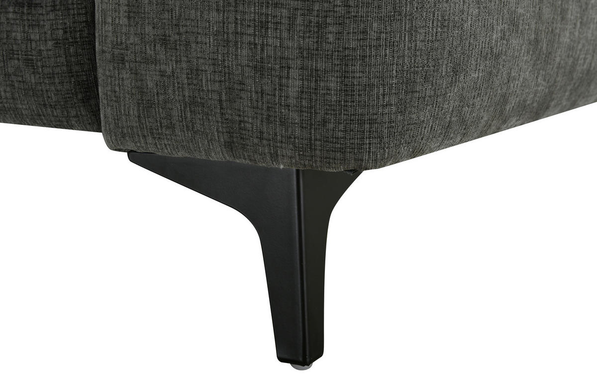 ECKSOFA Dunkelgrau Mikrofaser  - Dunkelgrau/Schwarz, MODERN, Textil/Metall (165/246cm) - MID.YOU