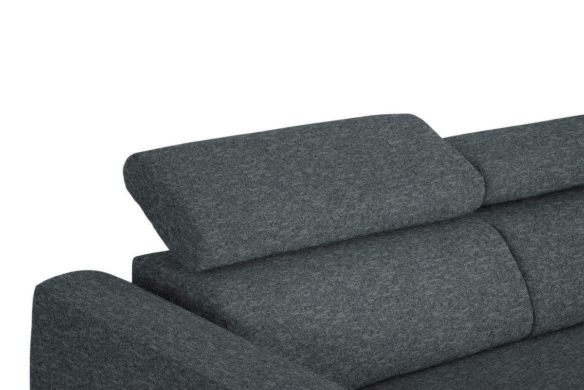 ECKSOFA in Chenille Grau  - Schwarz/Grau, Design, Textil/Metall (280/205cm) - MID.YOU