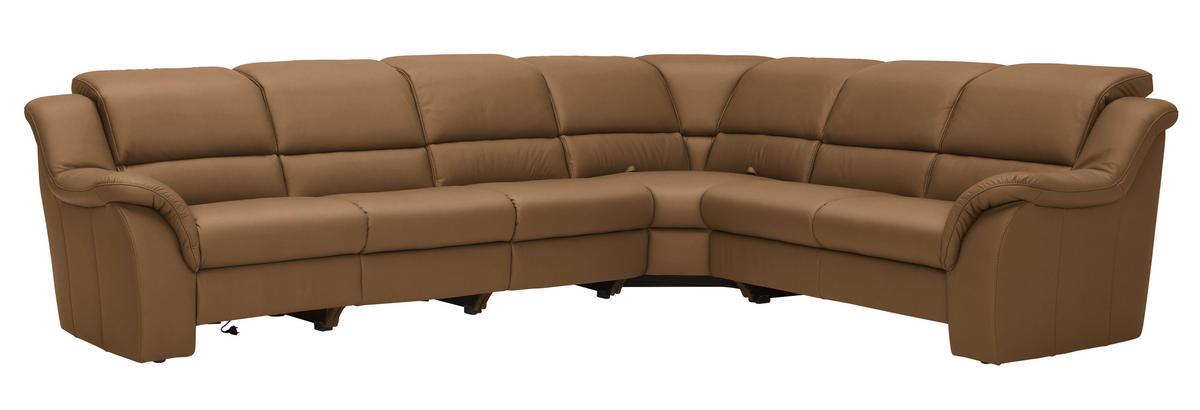 ECKSOFA  in Echtleder Haselnussfarben  324/260 cm  - Chromfarben/Haselnussfarben, KONVENTIONELL, Leder/Kunststoff (324/260cm) - Cantus
