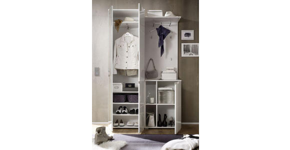 GARDEROBE 3-teilig  in 120/198/40 cm  - Weiß, Basics, Glas/Holzwerkstoff (120/198/40cm) - Xora