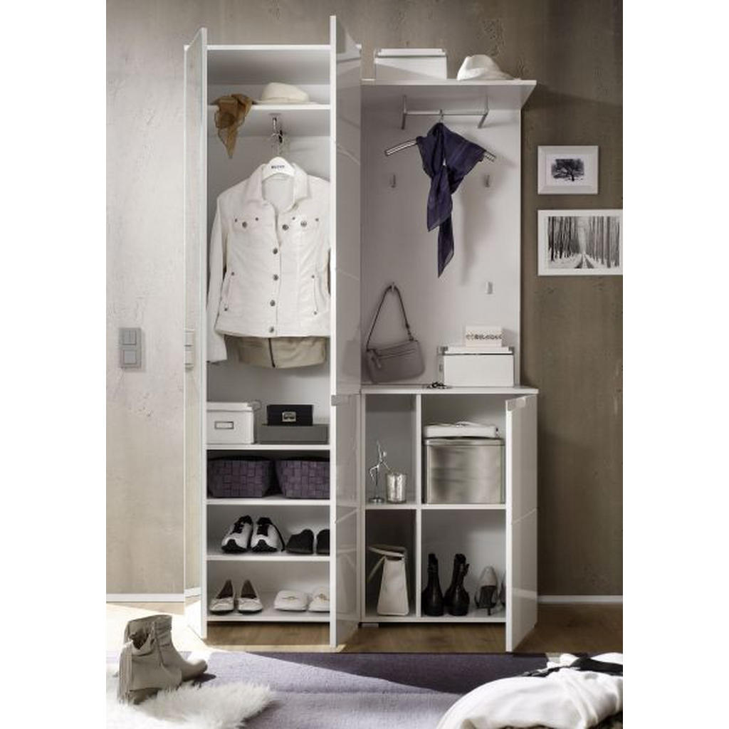 Thumbnail - Xora Garderobe Spice, Weiß, Glas, Holzwerkstoff, 3-teilig, 120x198x40 cm, Garderobe, Garderoben-Sets & Serien