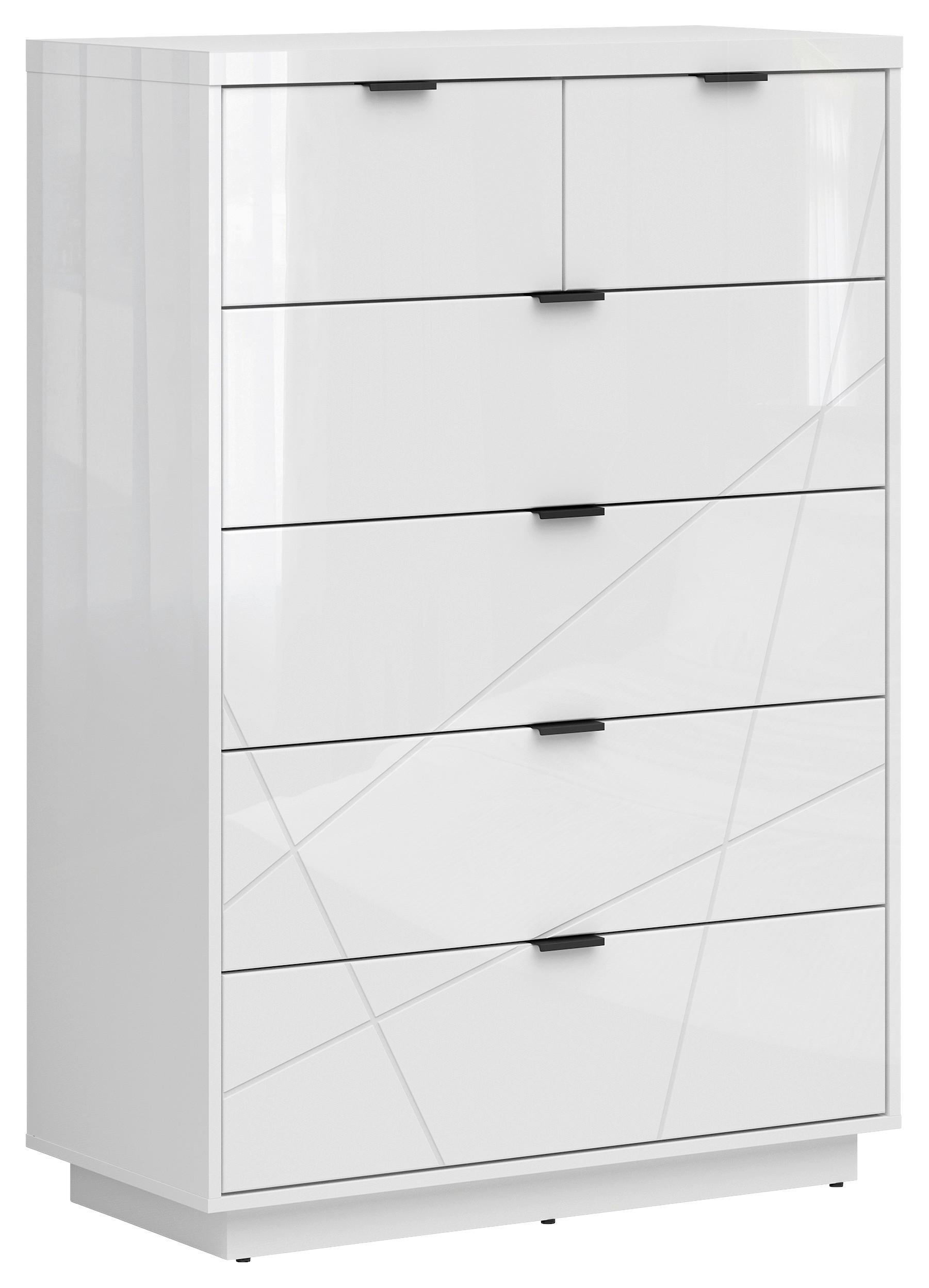 KOMMODE 90/130,5/42,5 cm  in Weiß, Weiß Hochglanz  - Weiß Hochglanz/Schwarz, Design, Holzwerkstoff/Kunststoff (90/130,5/42,5cm)