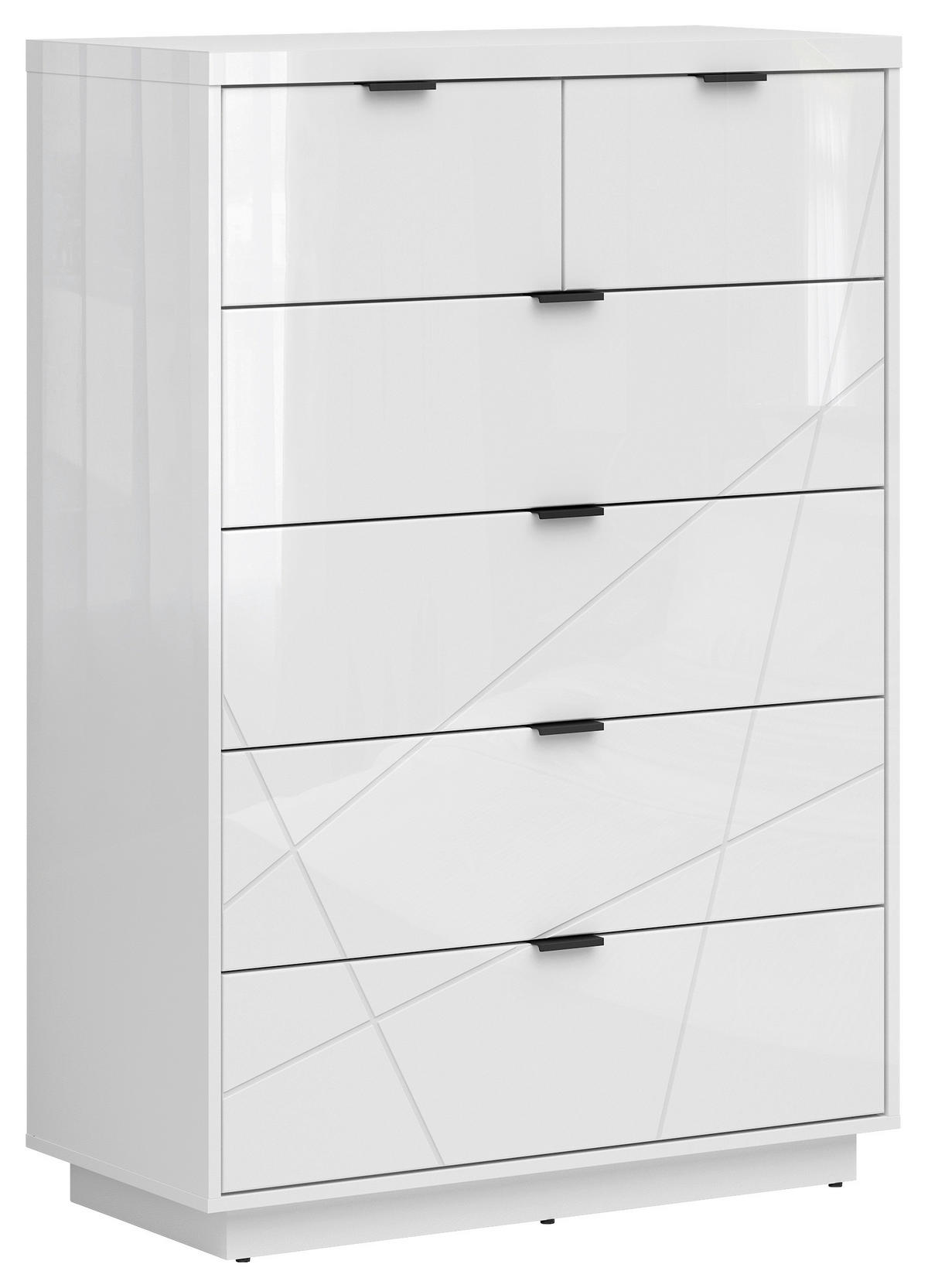 KOMODA, bela, bela, visoki sijaj  - črna/bela, Design, kovina/umetna masa (90/130,5/42,5cm) - Livetastic