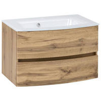 WASCHTISCHKOMBI 80 cm  - Eichefarben/Weiß, KONVENTIONELL, Glas/Holzwerkstoff (80cm) - Held