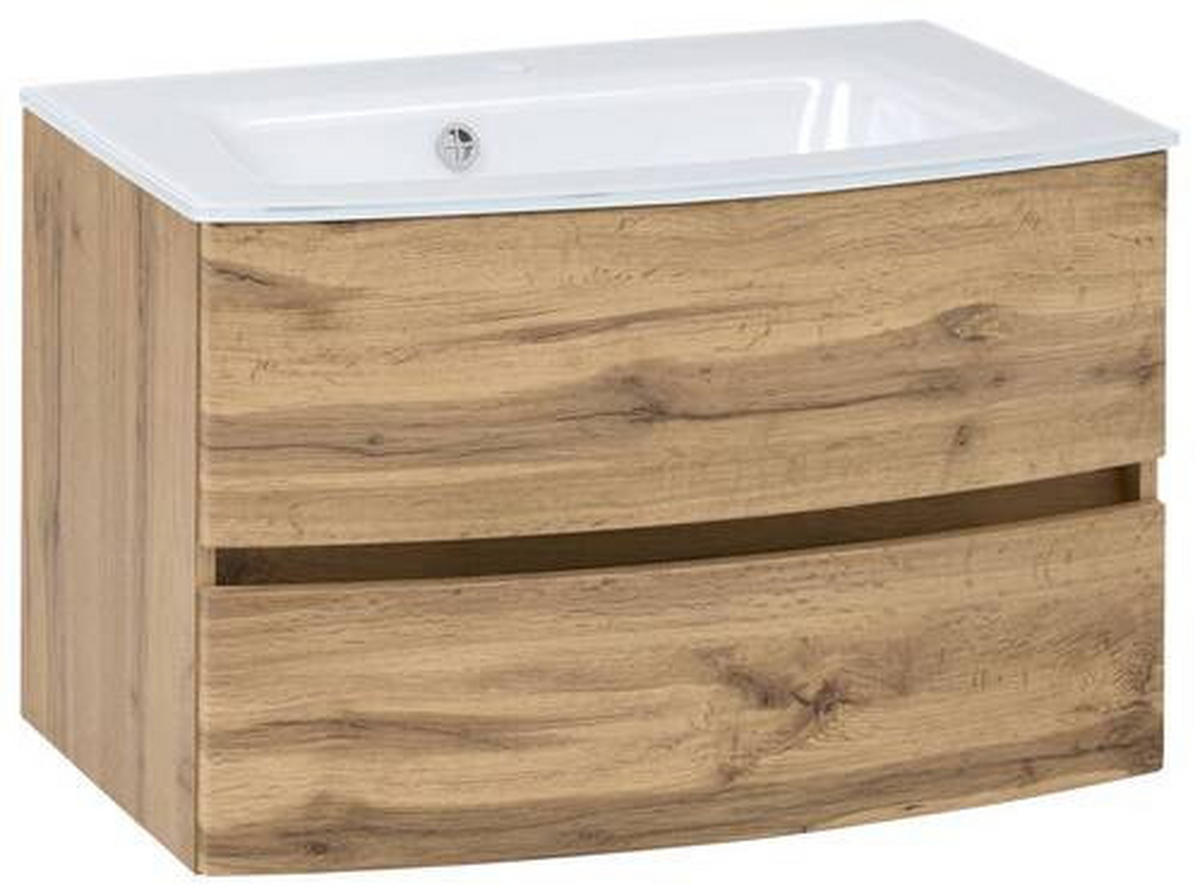 WASCHTISCHKOMBI 80 cm  - Eichefarben/Weiß, KONVENTIONELL, Glas/Holzwerkstoff (80cm) - Held